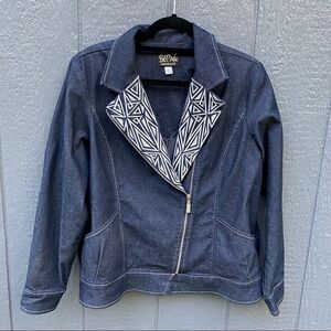 Bob Mackie Wearable Art Pantsuit Jean Jacket